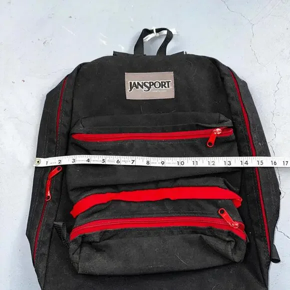 Jansport VTG Made in USA Black Red Backpack 90s 1990s Basic